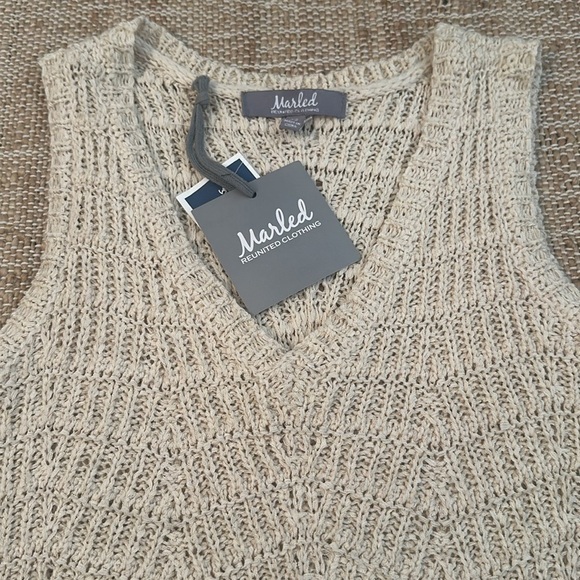 **LAST CALL** New Marled Open Knit Cream Sleeveless Tank Top XS - Picture 2 of 6